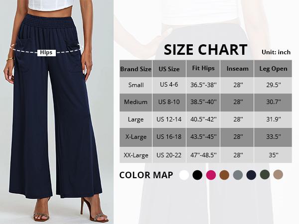 【Blue Waters’ Viral Picks】GRAPENT Wide Leg Pants for Women High Wasited Baggy Palazzo Pants Casual Pull On Bell Bottom Smocked Elastic Waist Pants