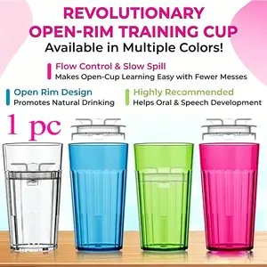 Set of 1 Montessori smart cup for toddlers' drinking learning, slow-opening anti-spill design, 360° flow control, BPA-free