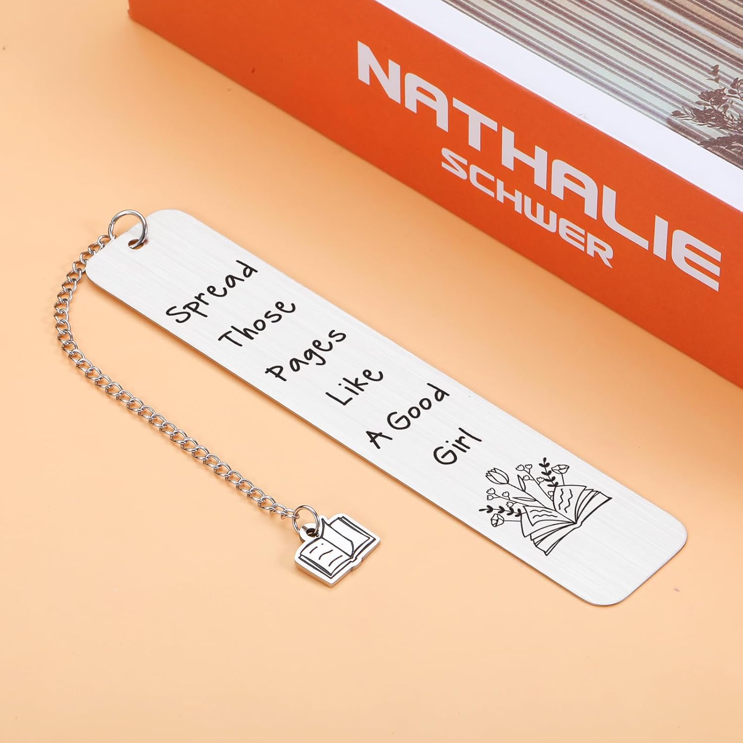 Stainless Steel Bookmark, 1 Count Letter Pattern Book Mark with Chain, Reading Bookmark, Book Accessories, Bookworm Gift, Book Club Gift for Women & Girls