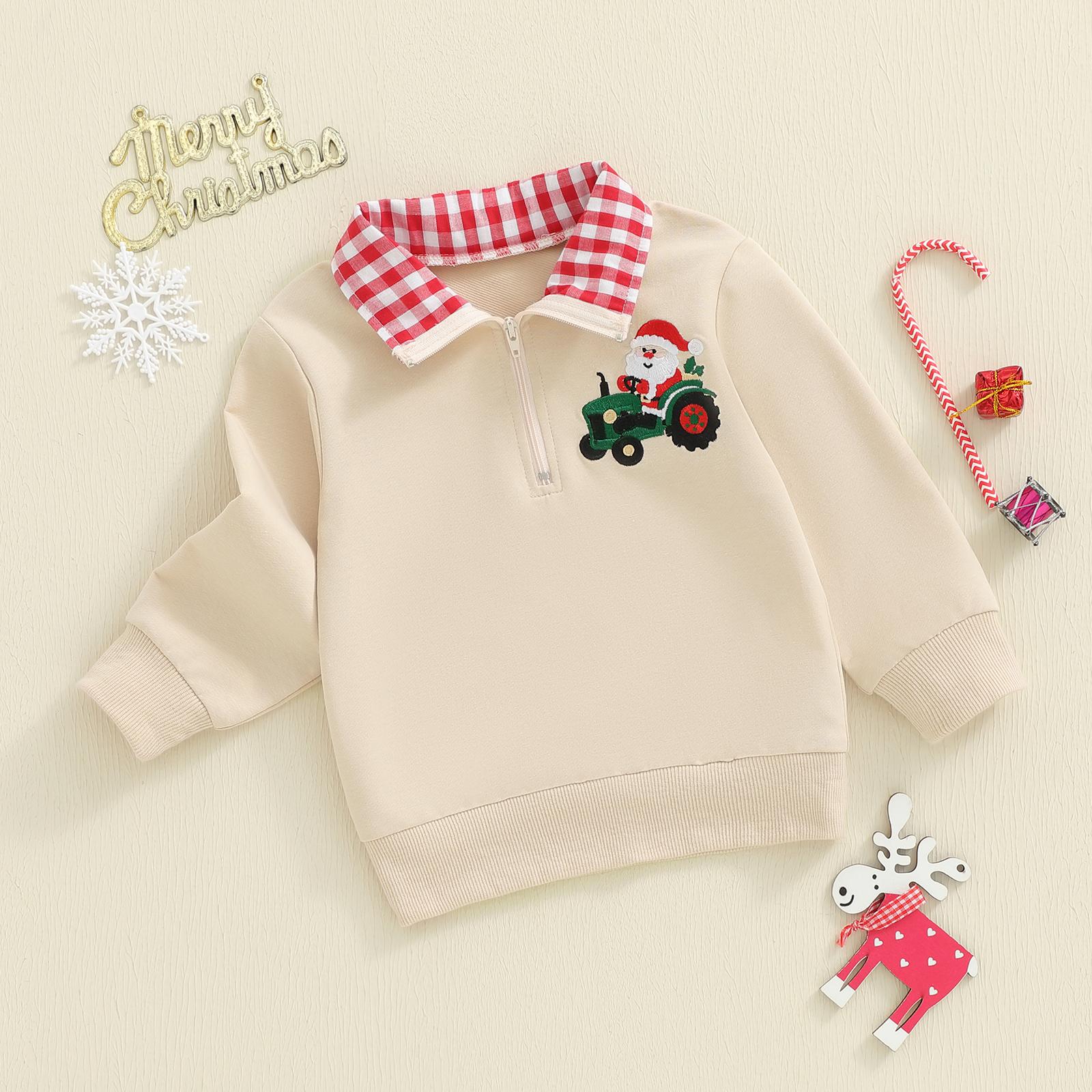 Baby Boy Christmas Sweatshirt Gingerbread Man Embroidery Long Sleeve Lapel Zip Front Pullover Tops 6M-4Y Baby Boy Christmas Sweatshirt Gingerbread Man Embroidery Long Sleeve Lapel Zip Front Pullover Tops 6M-4Y