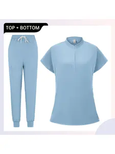 Anti-wrinkle and Wear-resistant Doctor’s Practical Work Clothes Hand Washing Clothes with Short Sleeves Women's Pet Hospital Confinement Center Nursing Staff Doctors Nurses Work Clothes Uniform Sets