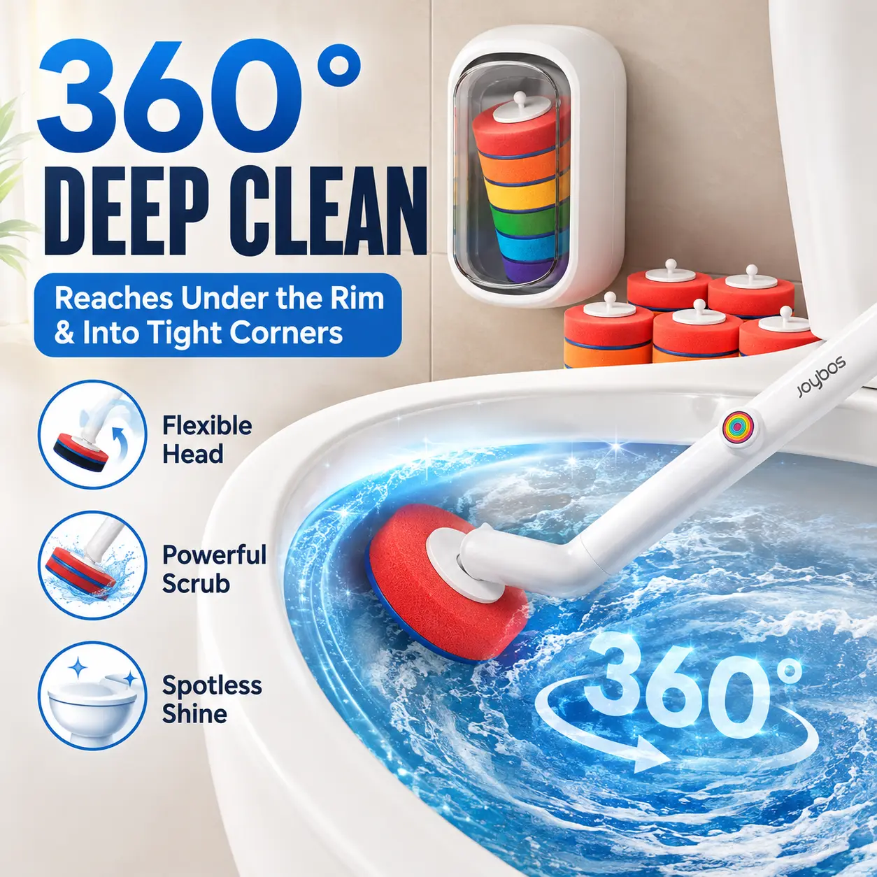 Disposable Toilet Brush Cleaning System with Detachable Scrubber Heads, No-Touch Deep Cleaning, Wall-Mounted Bathroom Toilet Cleaner Set
