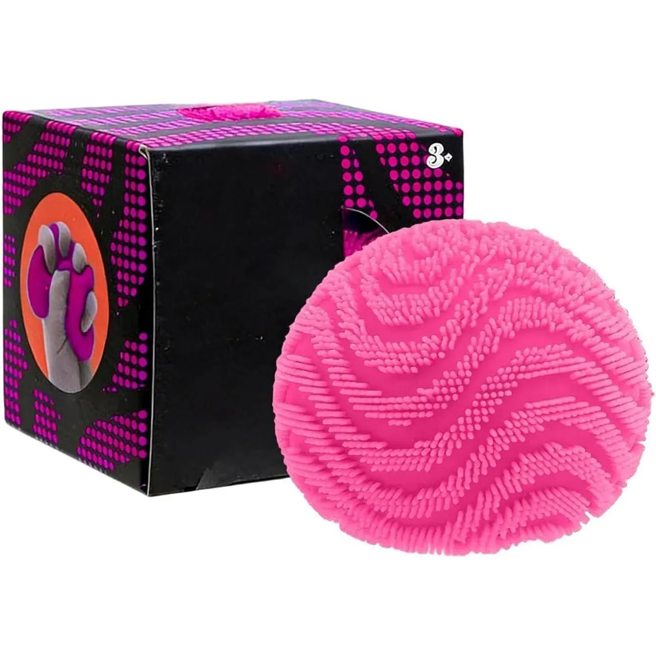 Fuzz Ball Squishy Stress Ball, Soft Fidget Squishy Fuzz Squeeze Ball, Squishy Ball Calming Tactile Grip for Focus & Relaxation (Pink)
