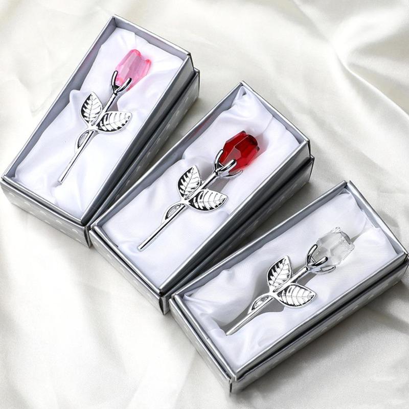 Metal Rod Acryl Rose Gift Box Set, 3pcs/set Artificial Rose Flower Gift Set, Rose Design Party Favors, Wedding Engagement Gift for Women & Men, Beautiful Gift Box