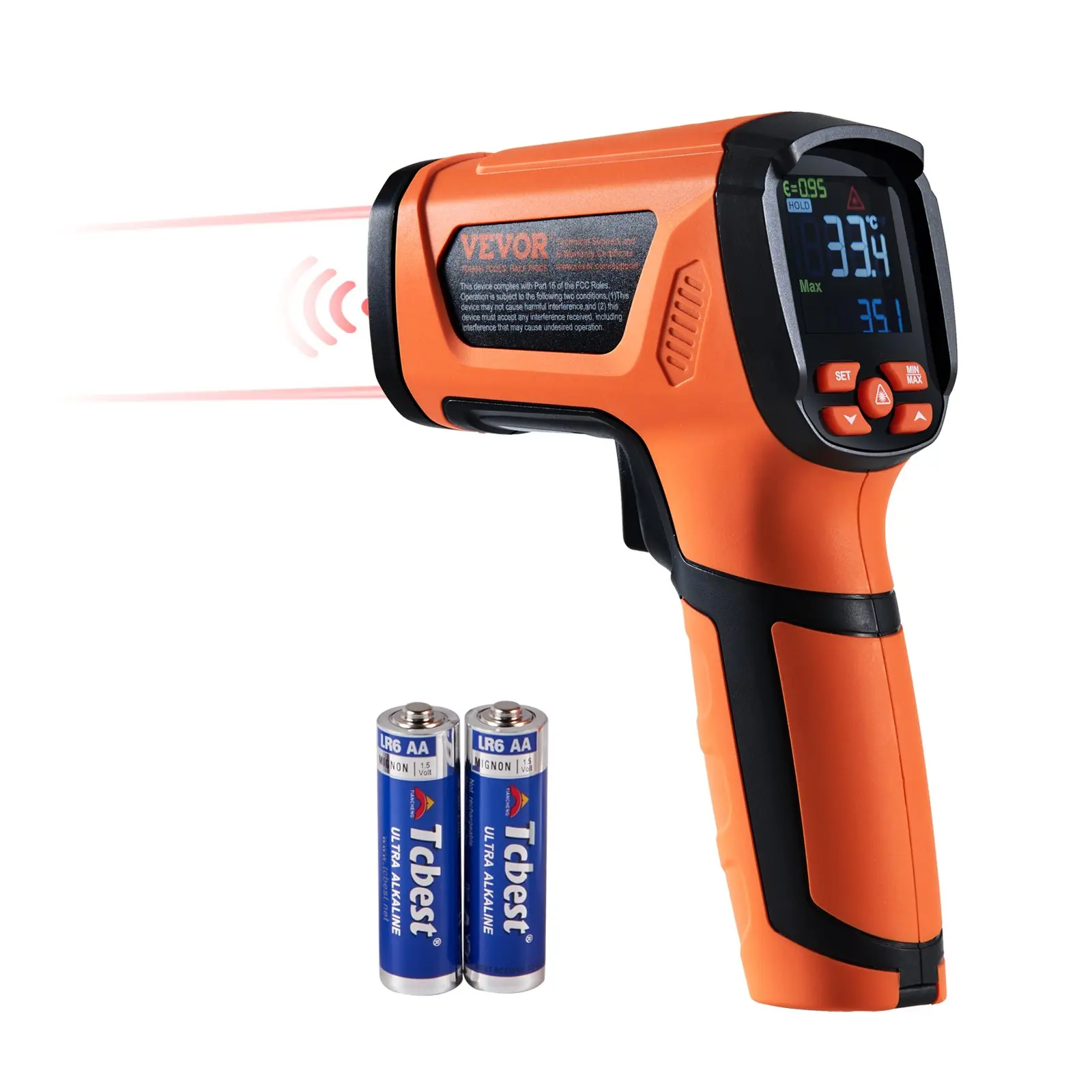 【DealsForYouDays】VEVOR Infrared Thermometer, -40~2732°F Dual Laser Temperature Gun Non-Contact, Handheld IR Heat Temperature Gun with Adjustable Emissivity for Metal Smelting/Cooking/Pizza Oven/Engine(Not for Human)