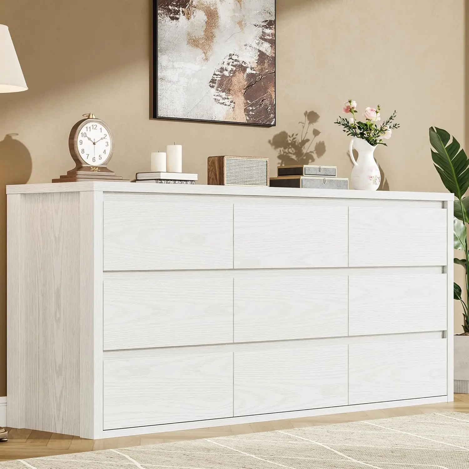 【Garvee】Handle-Free 9/7/6 Drawer Dresser for Bedroom - Wide Wooden Chest of Drawers - Spacious Storage Cabinet for Living Room, Hallway, Entryway - Versatile & Stylish Design