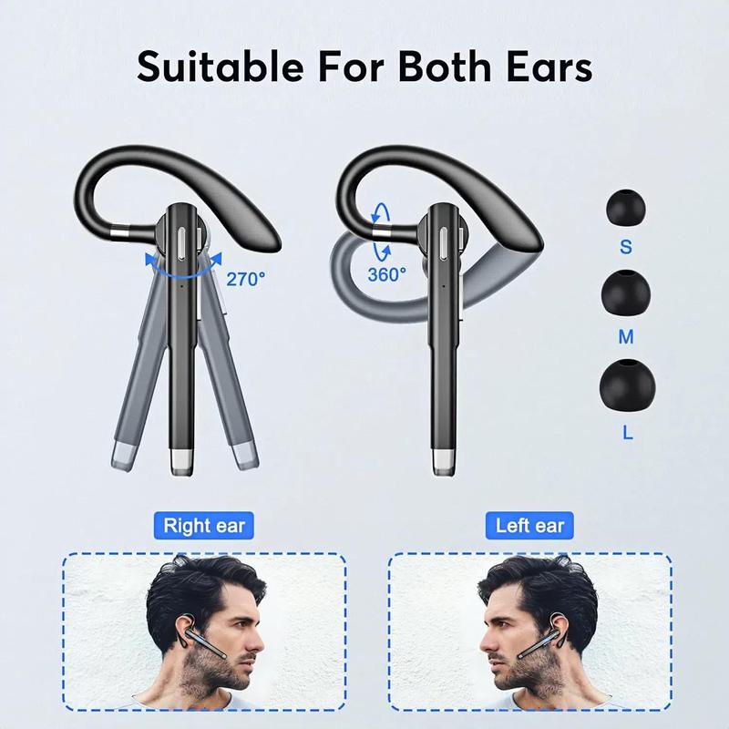 Bluetooth Trucker Headset, Wireless Bluetooth 5.3 Earpiece for Cellphone with Charging Case Built-in Microphone Hands-Free Earphones for Work Office Driver