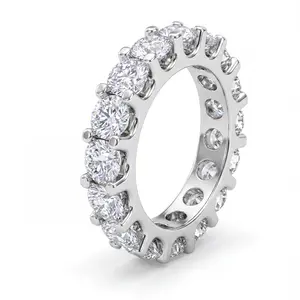 Women's Moissanite Round Cut Full Eternity Band - Costume Jewelry Ring, Ideal for Couples, Holiday Gift