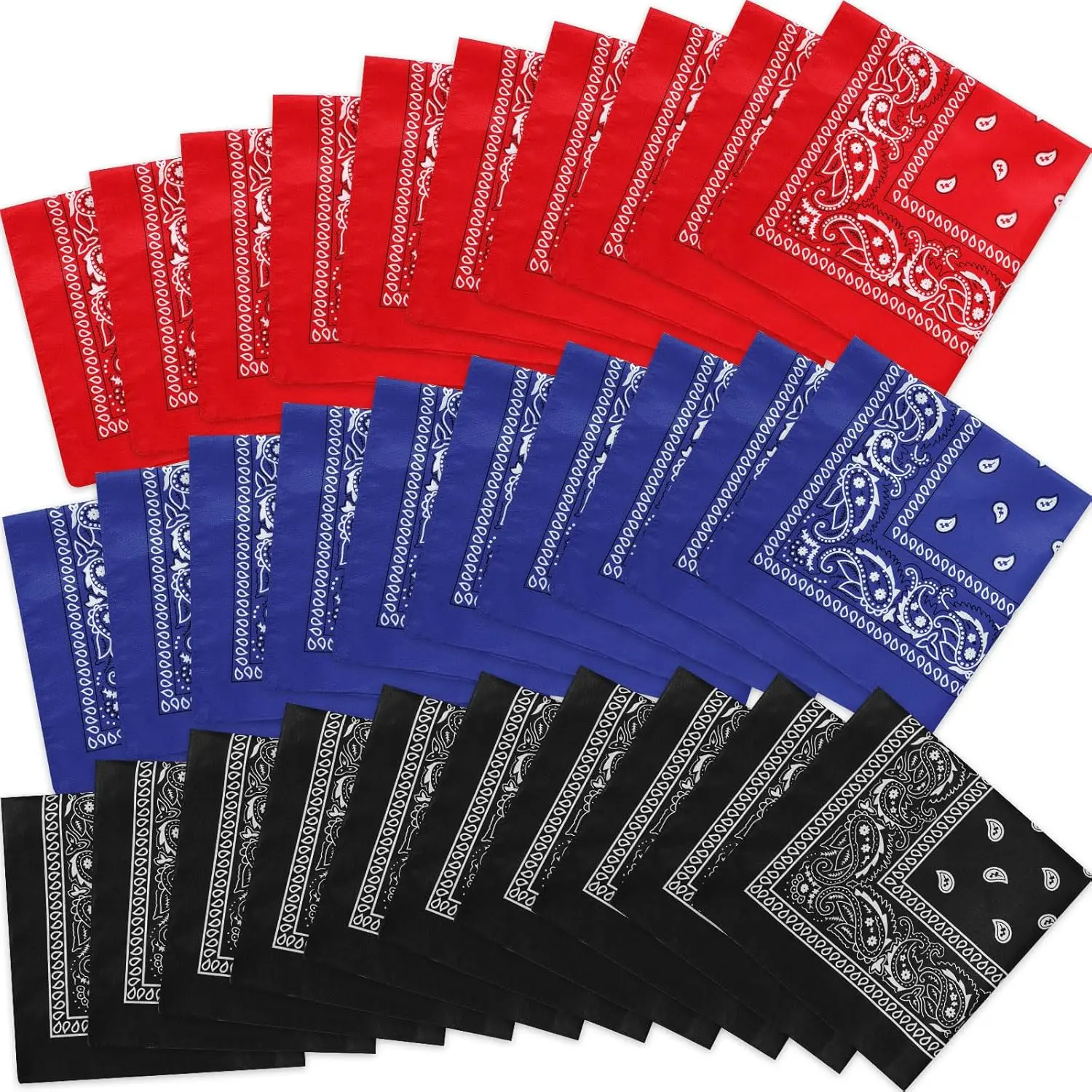 30 Pcs Bulk Paisley Print Bandanas - Breathable Unisex Square Scarf, Bandana Head Wrap, Party Wear Handkerchief for Men Women, Bulk Pack, Vintage, Seaside, Breathable And Durable Fabric, Bright Colors, Street
