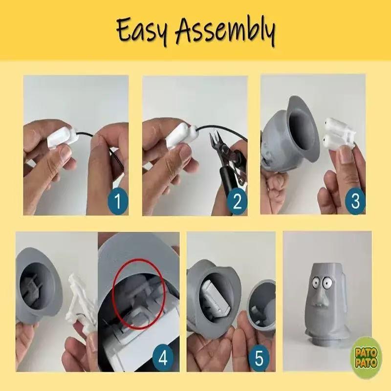 3D-printed "Cute Big-Eyed" Moai Figurine Stress Relief Toy - Fun Stress-Relief Gadget - Desktop Decoration - Holiday Gift - Home Office Decor