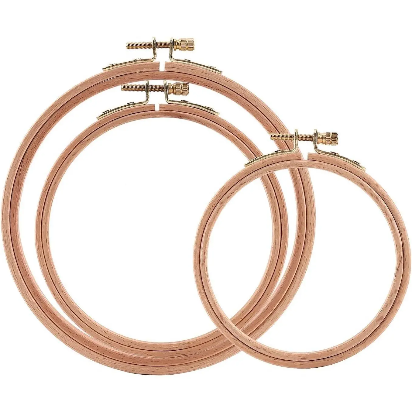 4-6 Inch Embroidery Hoops, Set of 3 Beech Wood Cross Stitch Hoops for Cross Stitch, Needlepoint and Small Embroidery Projects; Wood Rings Hold Fabric for Stitching and Craft FramingGift