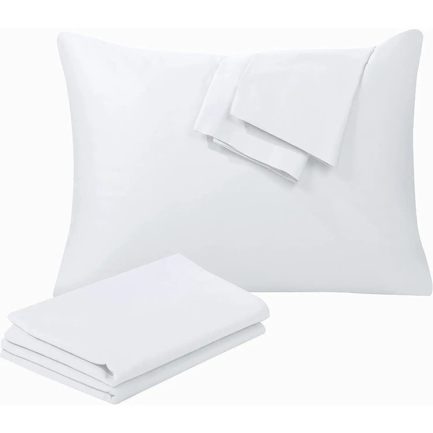 100% Egyptian Cotton King Size Pillow Protectors with Zipper Set of 2 | 400 Thread Count Sateen Weave Soft Cooling Pillowcases, Breathable Easy Care Hidden Zippered Pillow Covers, Snug Fit, White