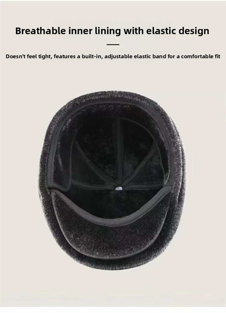 Men's Winter Hat British Style Dad Old Man Duckbill Cap Retro Elderly Warm Ear Protection Forward Cap