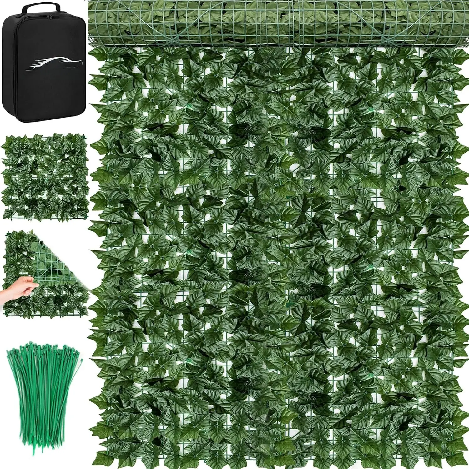 Artificial Ivy  Fence Screen 99x59.5in Faux Greenery  Fence Backdrop Ivy Vine Leaf Hedges Fence with Bag for Indoor Outdoor Garden
