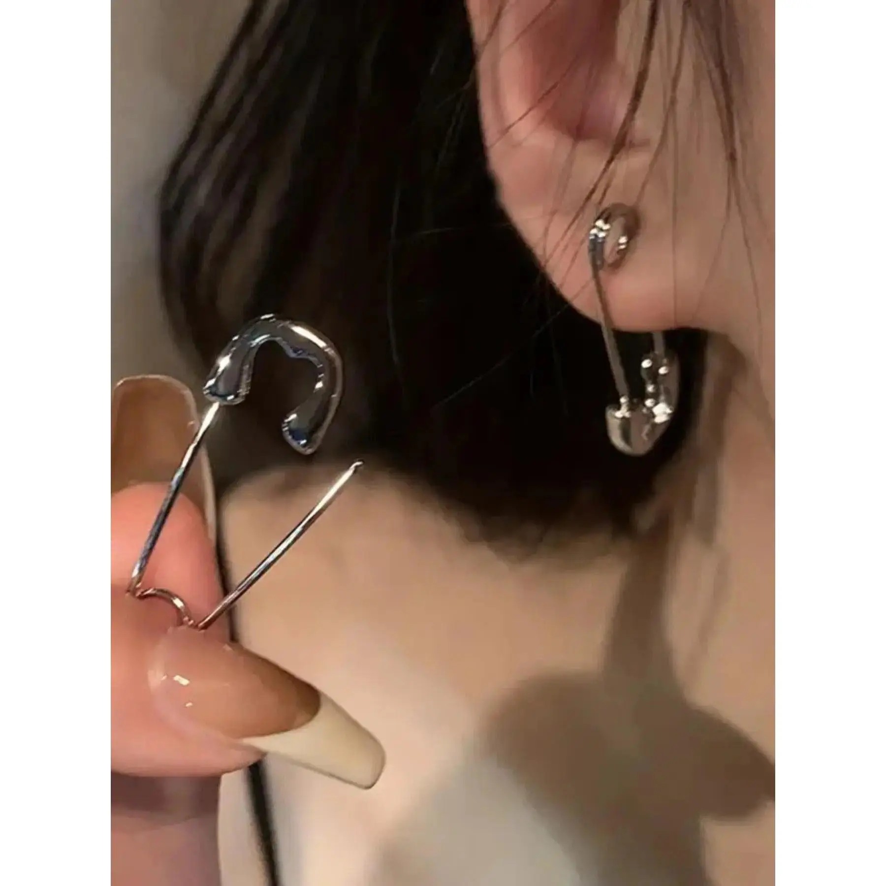 Punk Style Pin Design Earrings, Fashionable Earrings, High Quality Earrings for Women & Girls, Trendy All-match & Exquisite Jewelry for Birthday Gift
