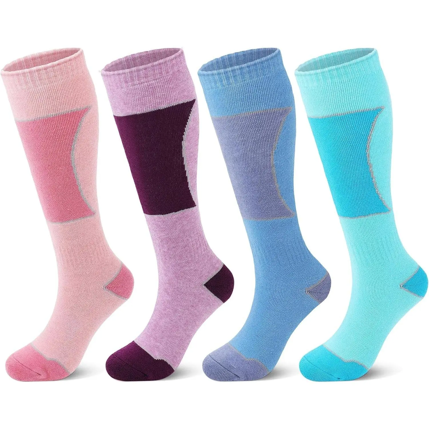 4 Pairs Merino Wool Ski Socks Women Men Wool Winter Thermal Thick Ski Sock Gifts for Snowboarding Gear Hiking
