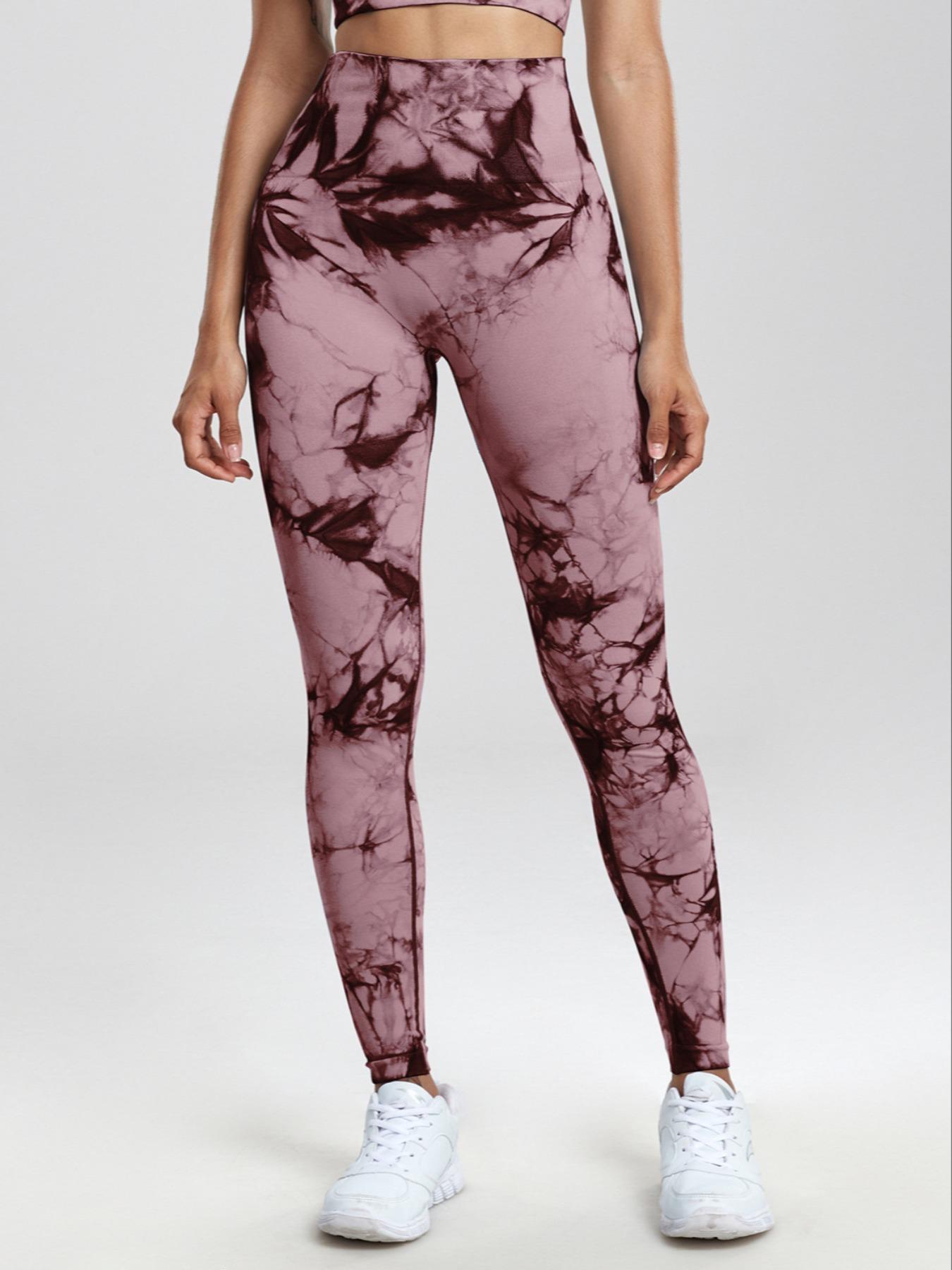 Women's High-Waisted Seamless Yoga Pants, Tie-Dye Sports Leggings, Elastic Hip-Lifting Gym Wear, Comfortable Fashion for All Seasons