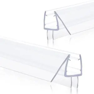 Shower Door Seal for Frameless 5/16"(8mm) Thick Glass Door, 2 Pack x 39" Long Shower Glass Door Bottom Seal Strip with Sweep, Ultra-Clear PVC Seal Strip (for 1/4" Glass)