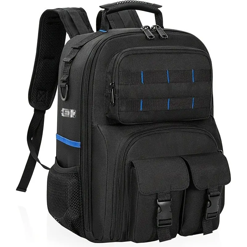 New Tool Bag with Padded Removable Storage, Electrician Tool Backpack, Multi-Layer Inner Pockets, Large Capacity, Ideal for Construction