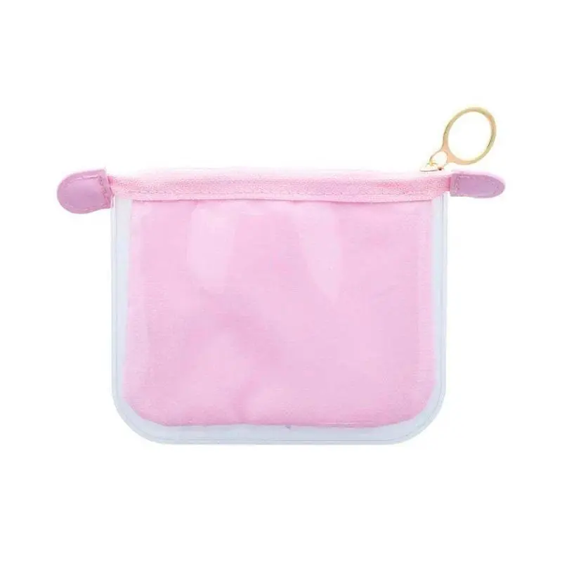 Chiikawa Usagi Hachiware Chii Clear PVC Mini Zipper Pouch With Keyring Cartoon Printed Coin Purse Portable Card  Storage Bag