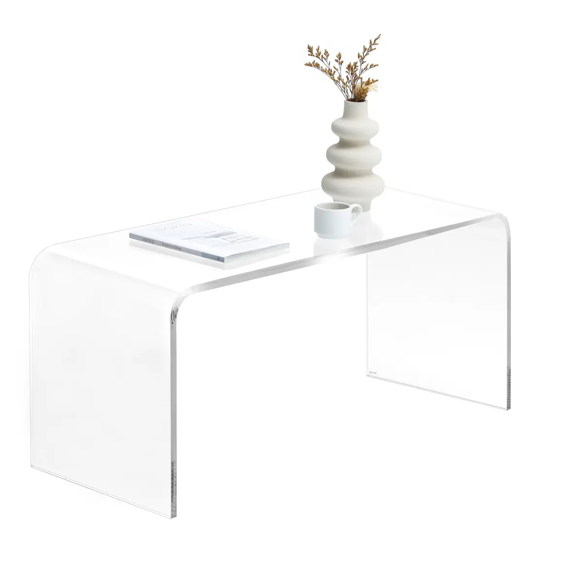 39.25" Long Rectangle All Acrylic 15mm Thick Waterfall Coffee Table, Clear