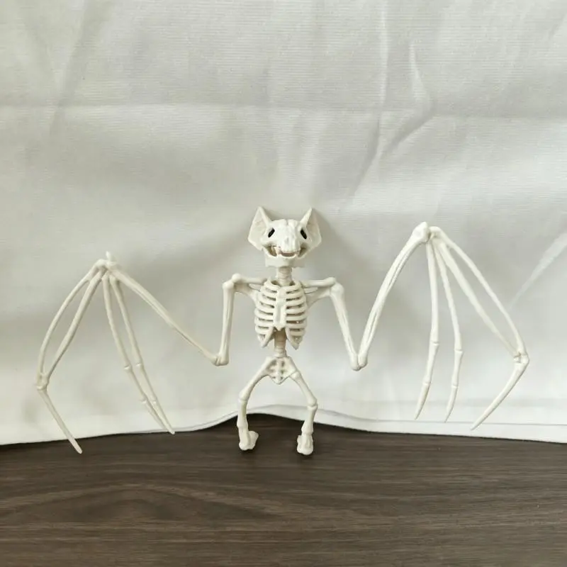 Realistic Bat Skeleton Halloween Decoration, Adjustable Head, Durable Animal Skull with Wings, Indoor/outdoor Ghost Decor, Easy Installation