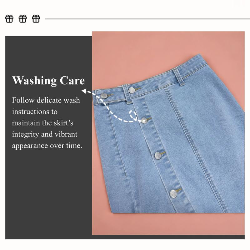 OBlue Jeans Women's Button Front Denim Skirt, Casual Fashion Skirt for Daily Wear, Ladies Bottoms for All Seasons, T-Chic