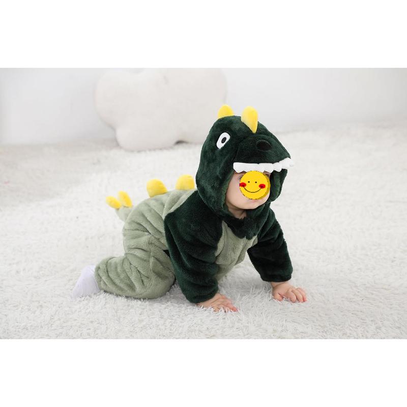 (New)Unisex Baby Dinosaur Costume Fleece Hooded Animal Onesie Snowsuit