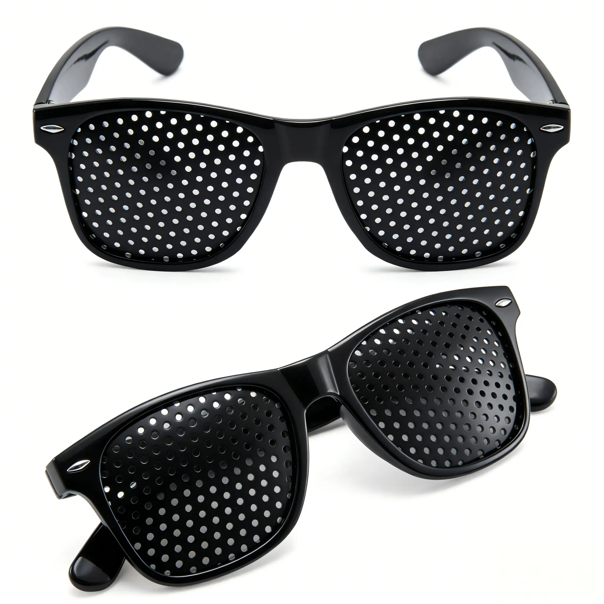 Unisex Pinhole Eyewear Pin-Hole Glasses Spectacles for Men and Women Fashionable Trendy Glasses Vintage Retro Style Daily Outfit Accessories Anti Fatigue Blur Vision Relief Myopia Care Eye Muscle Alignment Focus Training