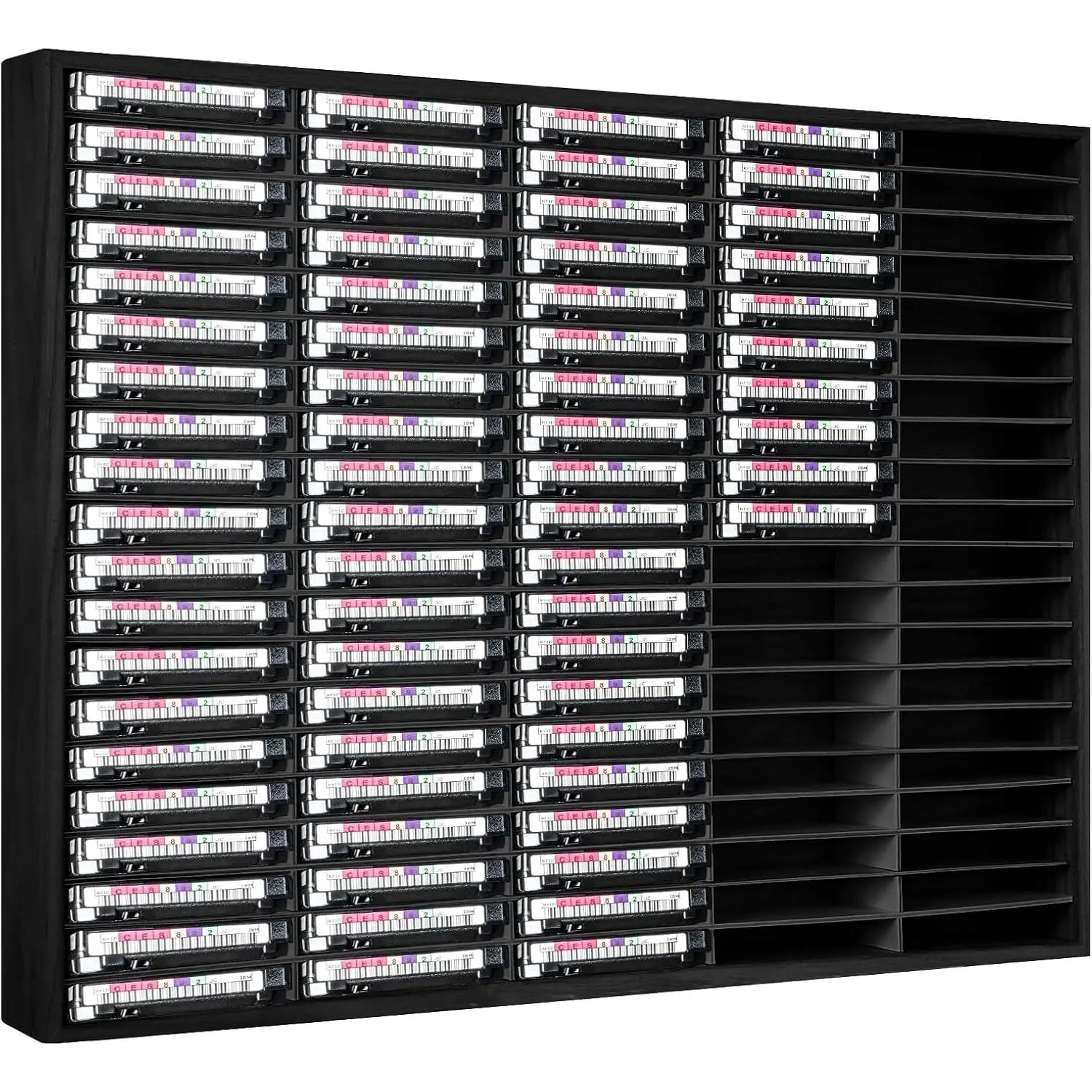 100 Slot Cassette Tape Storage Holder Wooden Audio Tapes Organizer Cassette Tape Rack for Collections Audio Accessory (Black)