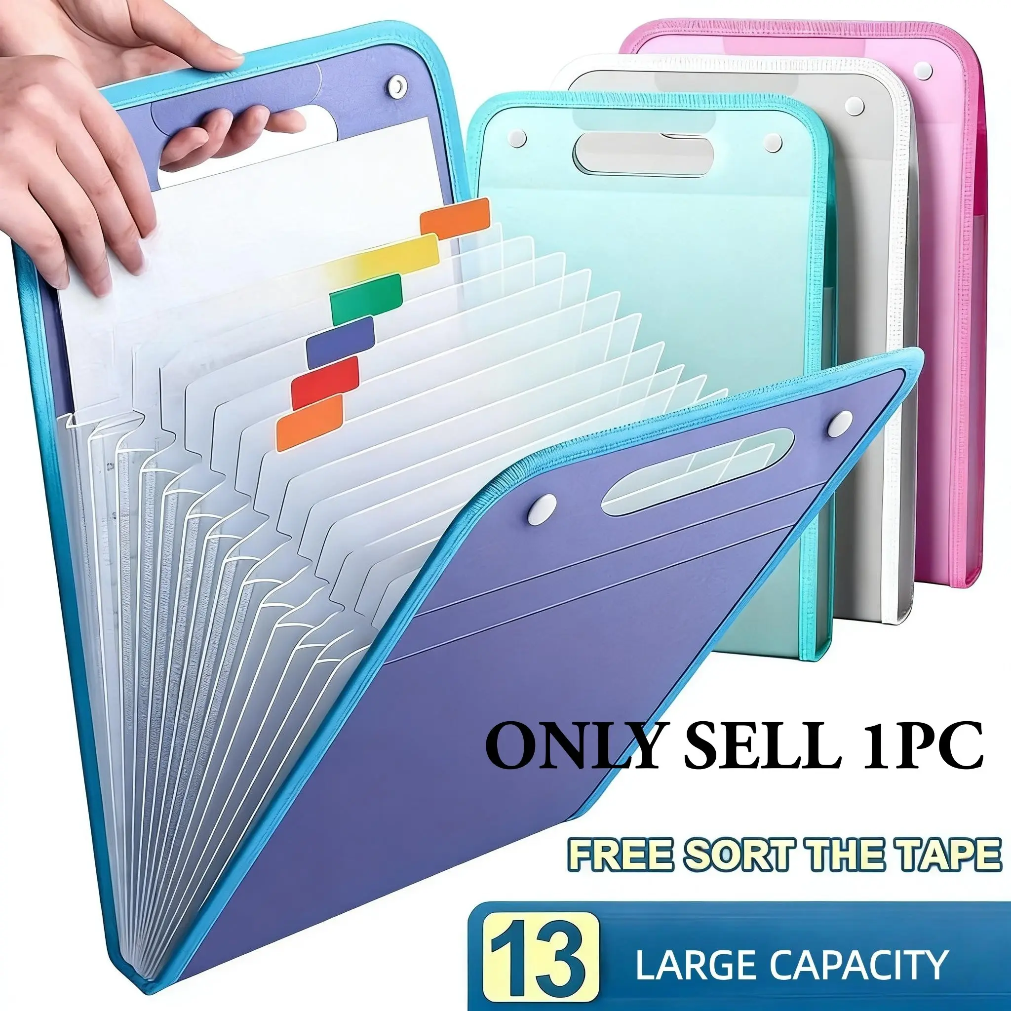 13 Pocket File Folders Portable A4 Letter Size Macaron Color Accordian Document Organizer for Classroom Office Home Storage Paper Organizers Accordion File Organizer Multi Pocket Folder File Folders With Pockets