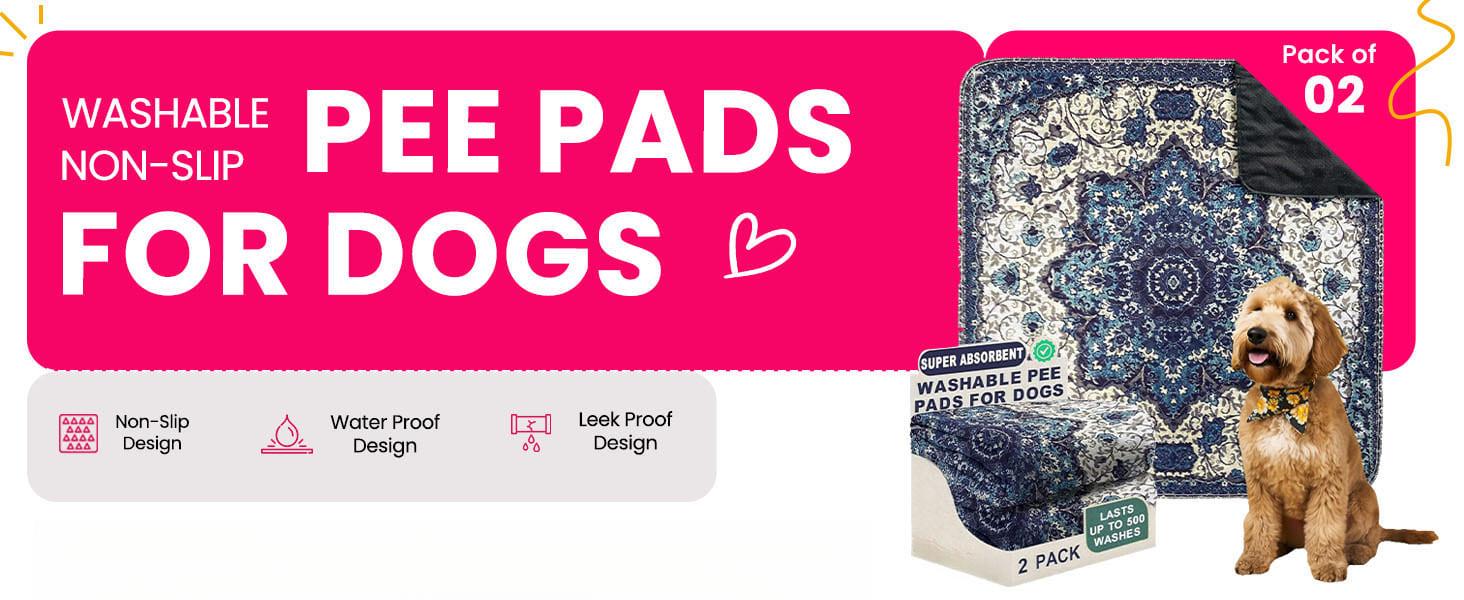 Washable Pee Pads for Dogs and Cats - Super Absorbent Reusable Puppy Training Pads - 100% Waterproof, Leak-Proof & Non-Slip Whelping Pads for Pet Housebreaking