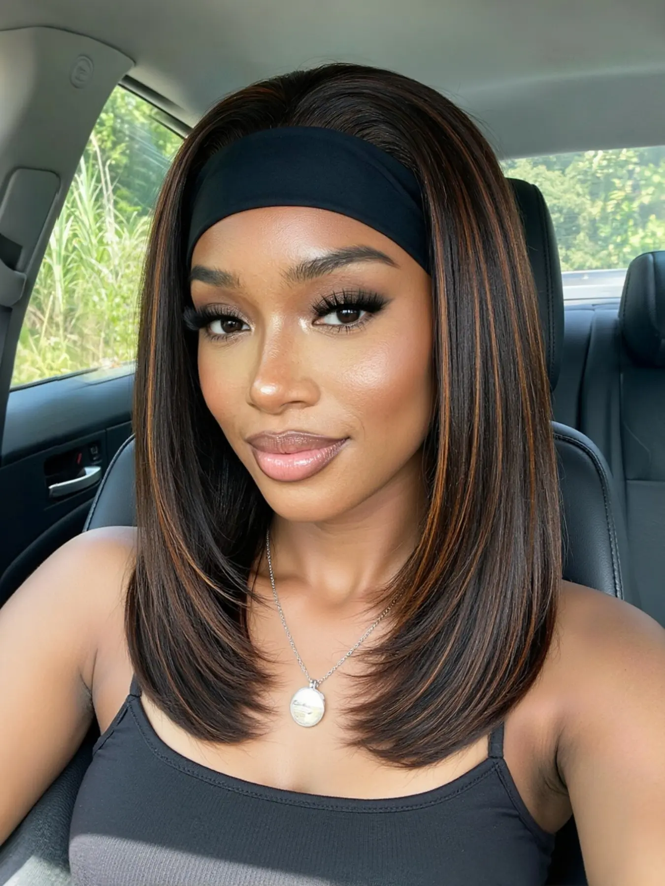 Bob Headband Straight Layered for Women, Lightweight Yaki Style, Easy-On Design, Heat Resistant Fiber, Synthetic Hair Wig, Ideal for Daily Wear