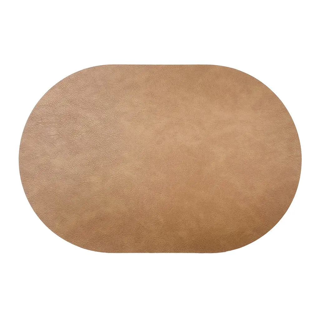 1 Pack Nordic Style Oval Leather Placemat, Waterproof Oil-Proof Heat Resistant, Table Mat for Hotel & Home Use