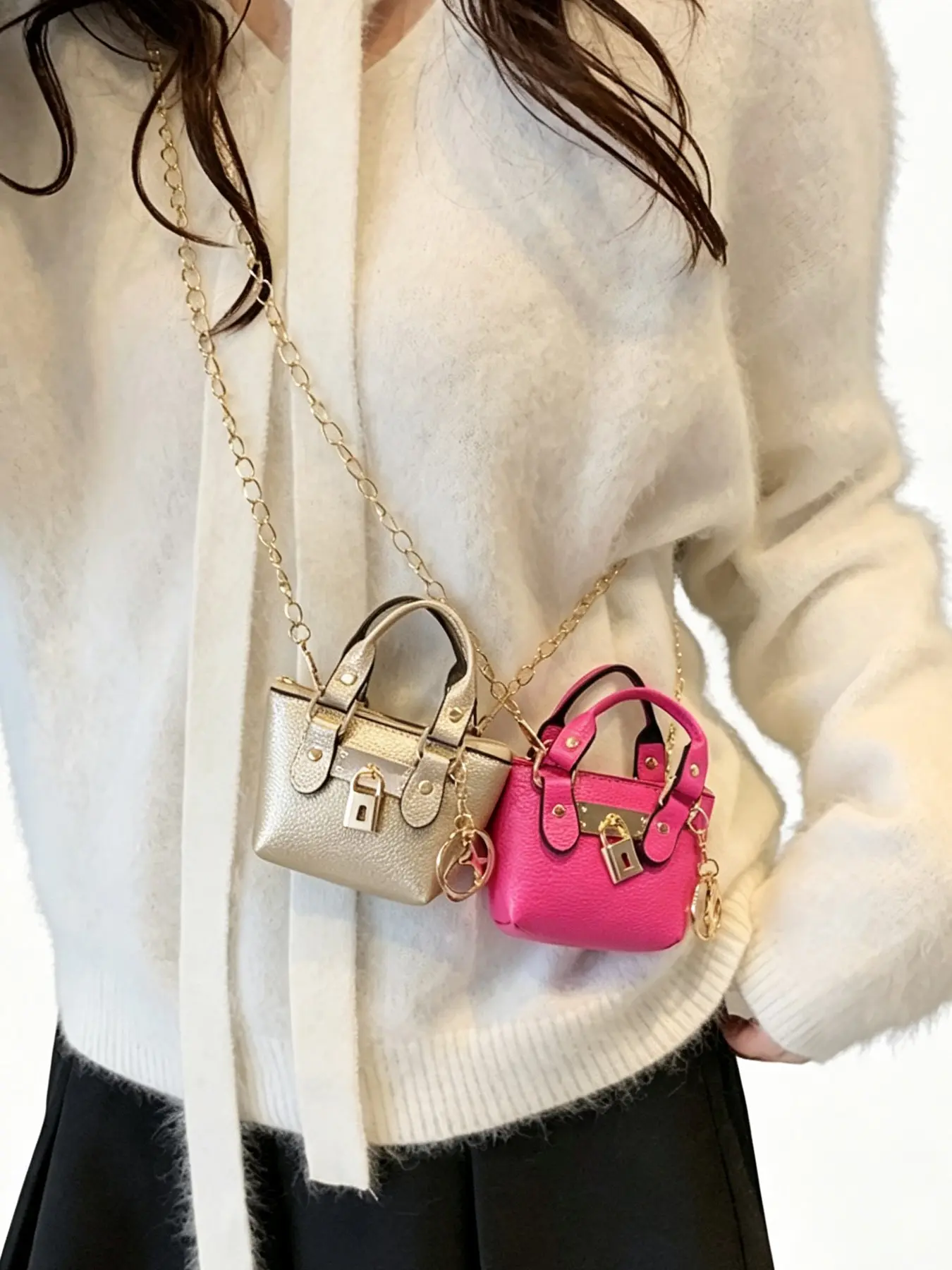 Mini Leopard Print PU Micro Tote Bag, Top Zip Closure, Detachable Metal Chain & Handle, Multi-Color, RFID Blocking, Perfect Gift