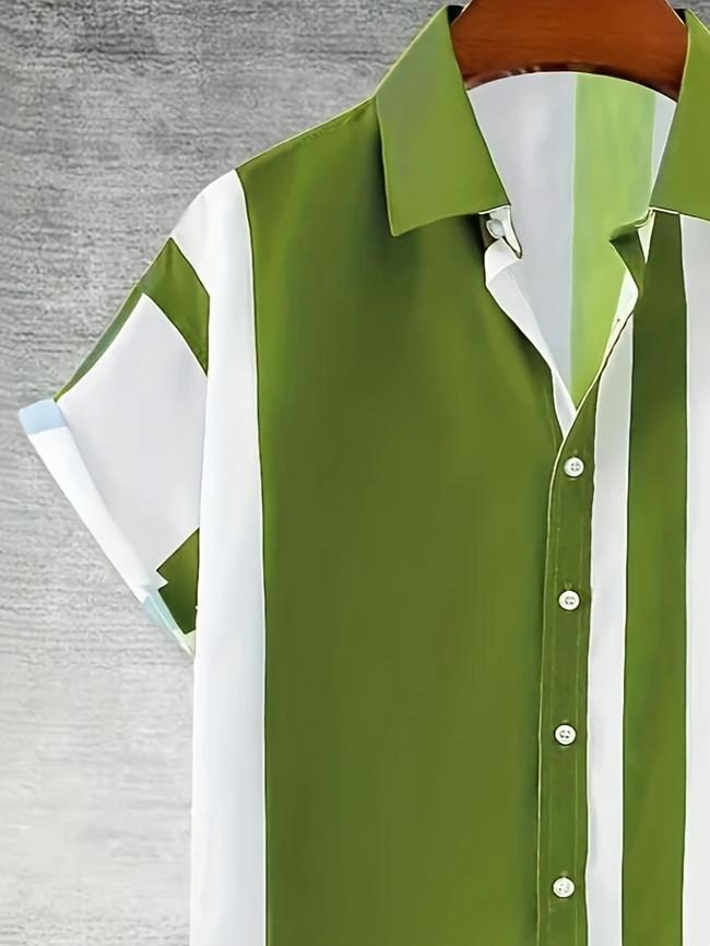 Fashionable and comfortable men's beach vacation printed short sleeved pants set; festival gift