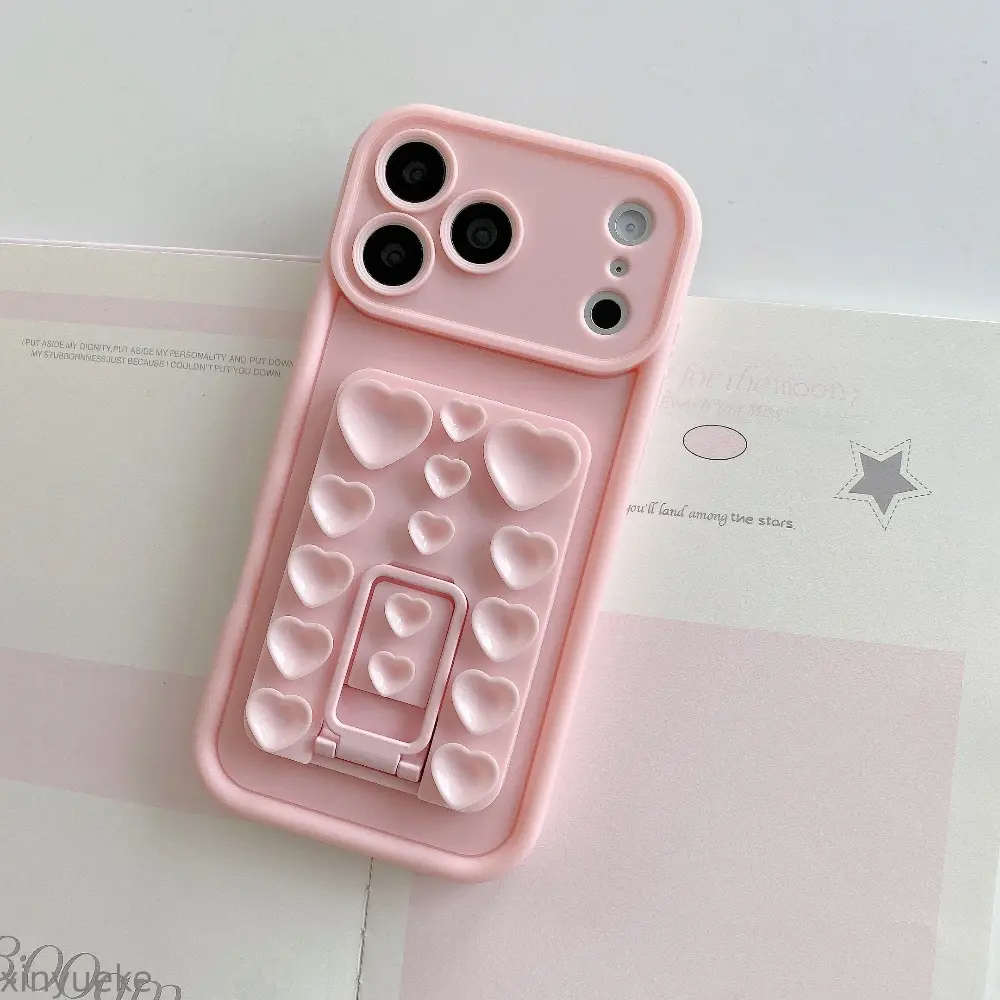 Heart-shaped silicone suction cup stand phone case Cover Phone Cover Casing - compatible with all iPhone models 11/12/13/14/15/16/17