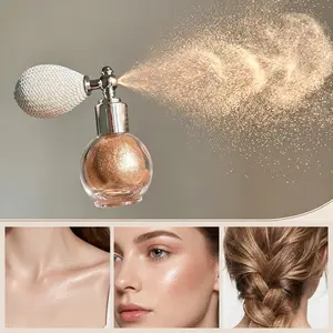 Farshare Highlight Spray Glitter Powder Spray, Lockbone Clothes Hair Brightening, Music Festival Party Use, Shiny Sparkle Makeup