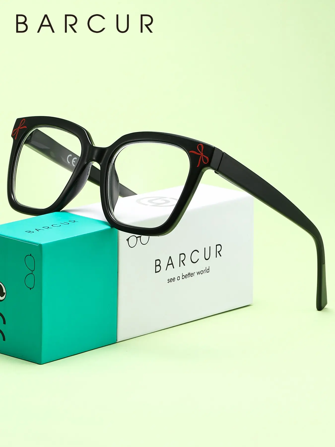 BARCUR Gradient Red Floral Square Reading Glasses Anti Blue Light Presbyopic Eyeglasses Oversized Thick Frame Fashion Decor Eyewear Lightweight Comfort Glasses for Women Office Daily Computer Use