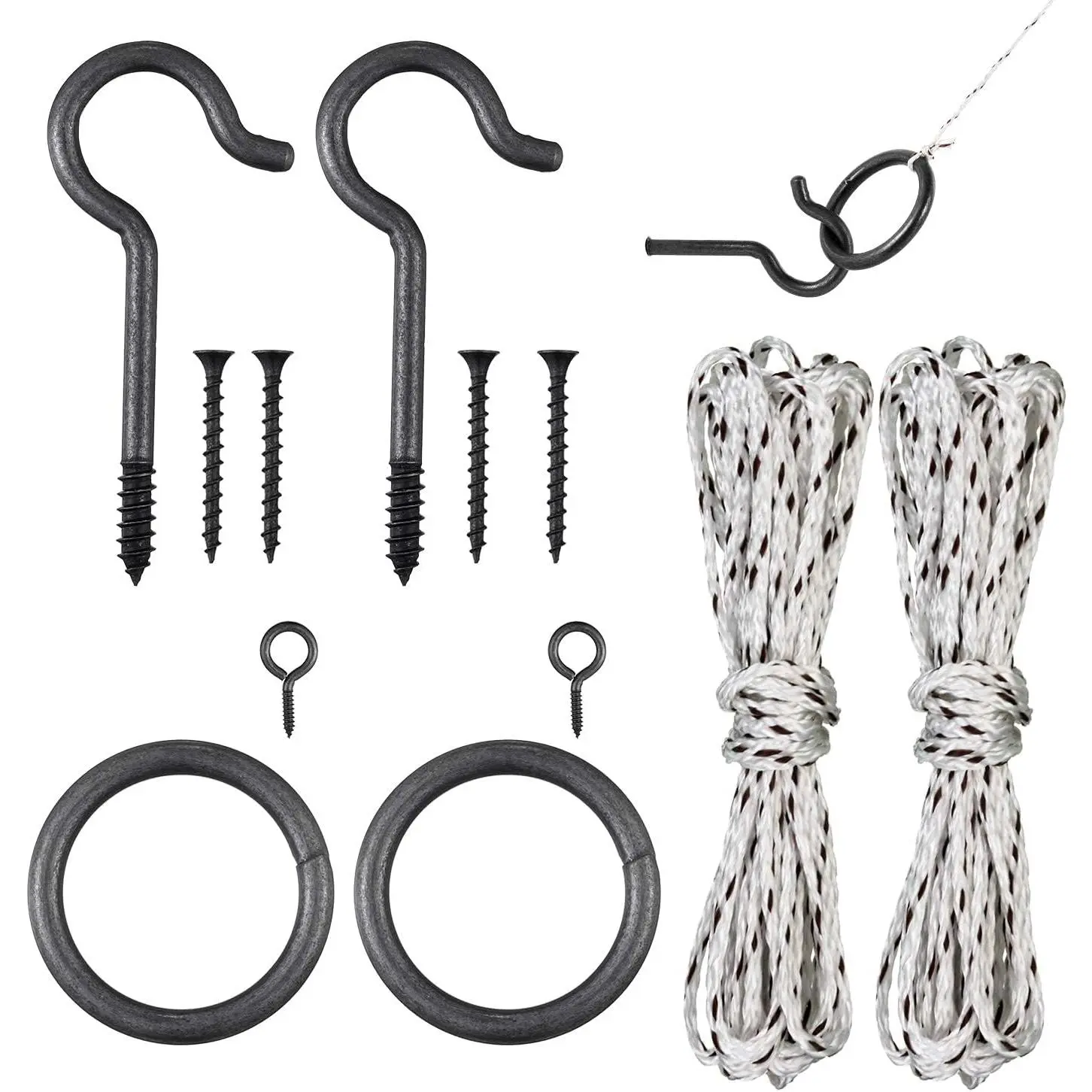 2 Set Hook and Ring Toss Game Hardware Set,Include Nylon String,Mounting Screws,Ring and Iron Hook for DIY Indoor or Outdoor Family Fun(2set)fidget toys