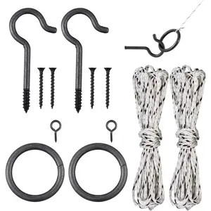 2 Set Hook and Ring Toss Game Hardware Set,Include Nylon String,Mounting Screws,Ring and Iron Hook for DIY Indoor or Outdoor Family Fun(2set)fidget toys