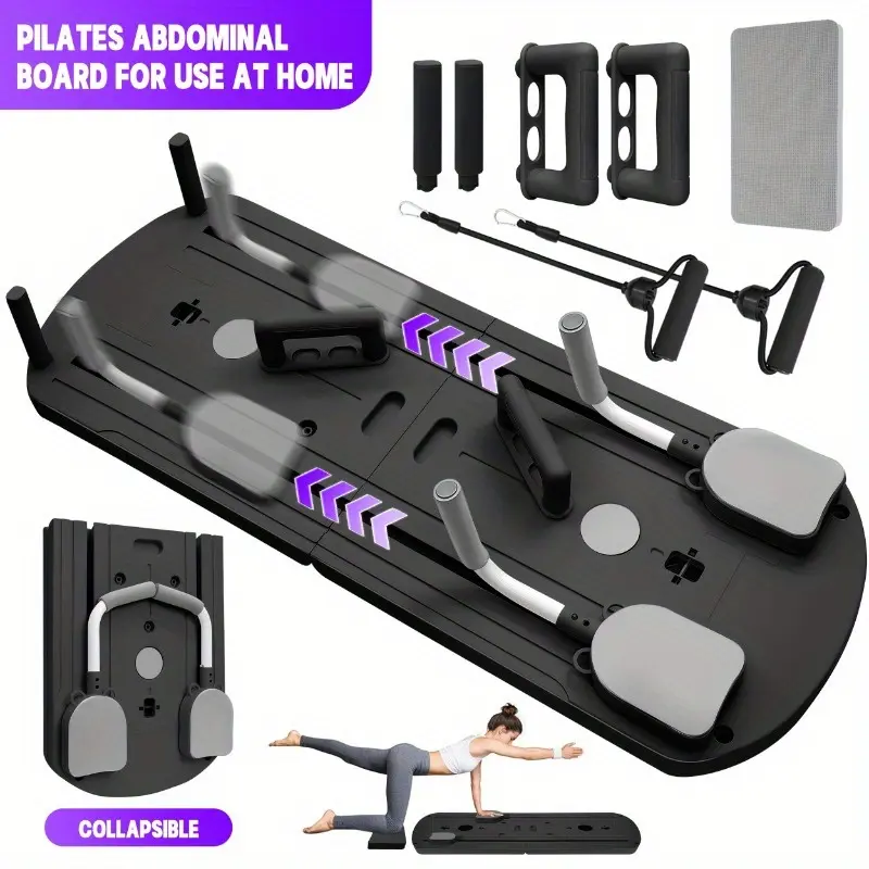 Portable Pilates Training Board - Home Workout Gear with Resistance Bands, Made from PP Anti-Distortion Material, Supports Up to 350LB, Ideal for Home Strength Training