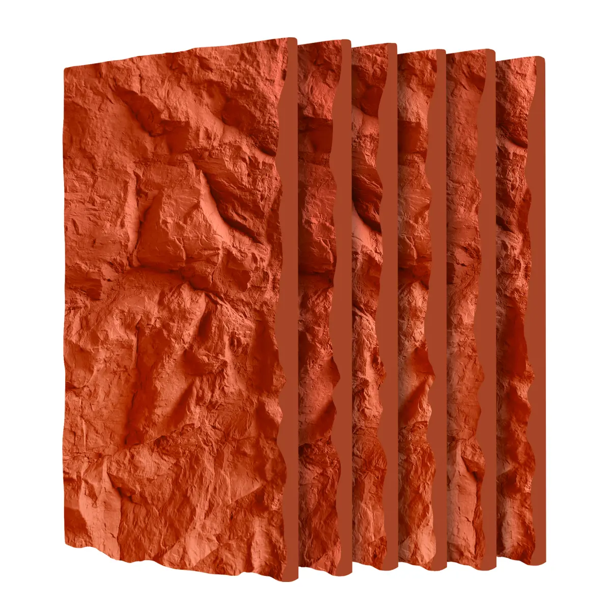 3D Faux Stone Wall Panels, 6 PCS PU Wainscoting Panel for Interior Wall Decor, Flame-resistant & Lightweight & Waterproof, for TV Wall, Office, Living Room,  47.24" * 23.62"(Rock Stone)(Red Rock)