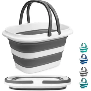 Large Collapsible 16L(4.2 Gallon) Plastic Collapsible Mop Bucket Portable Basket with Handle for House Cleaning Car Washing Laundry Storage RV Camping Fishing