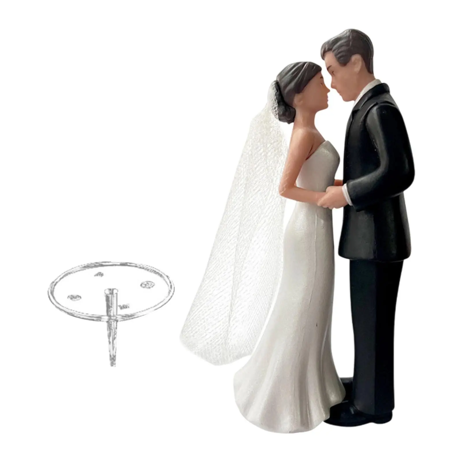 Bride and Groom Wedding Cake Decoration Topper, Mesh Veil Bride Engagement Marriage Party Gift, Suit, Perfect for Weddings and Events
