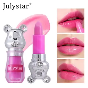 6-piece set of cute happy bear color-changing lip balms, hydrating and moisturizing, prevents chapped lips, soothing, long-lasting, perfect as a gift for Valentine's Day, girls, Christmas, and Mother's Day.