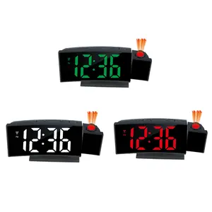 LED Digital Projection Alarm Clock 7.8" Large Display 180 °     Rotatable Projector Date Week Display Adjustable Brightness Sleep Mode Voice Control 12/24H Time Format