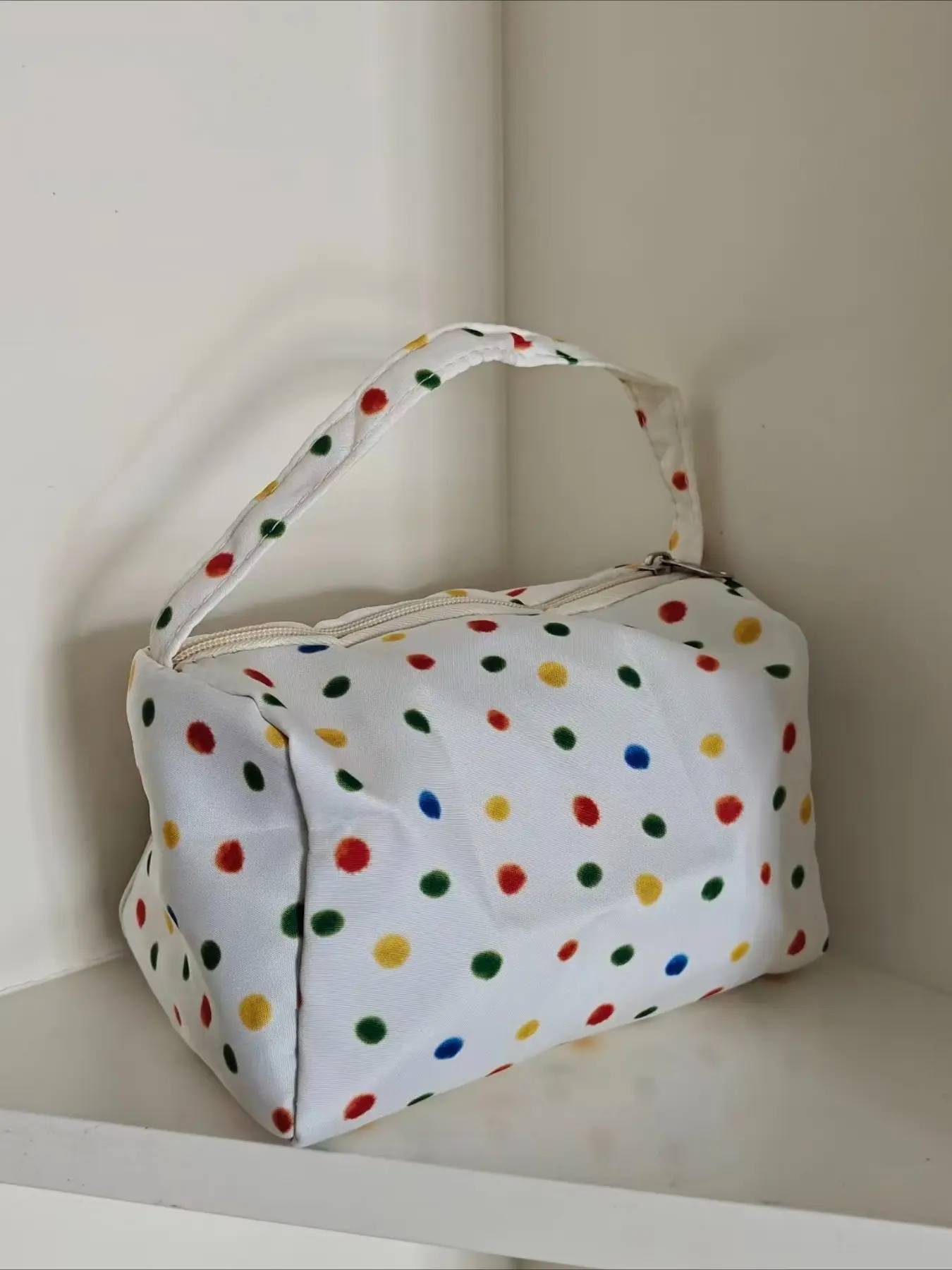 Colorful Polka Dot Unisex Makeup Bag, Large Capacity Storage Organizer, Portable Handheld Cosmetic Case, New Arrival for Women