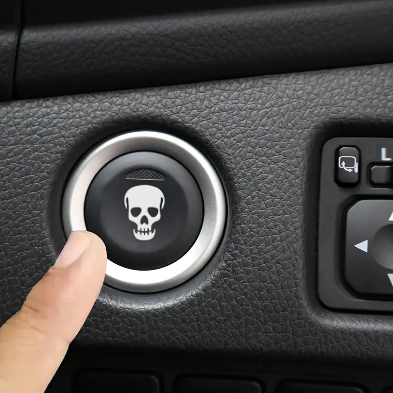 6-Piece Set Hardcore Dark Skull Stickers, Unique Interior Decor, Car Interior Decal, Fits Car, Motorcycle, Helmet, Skateboard, Computer, Luggage, Scratch Guard
