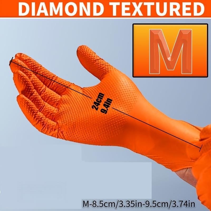 30Pcs Nitrile Gloves Heavy-duty 8g Disposable Orange/Black Diamond-pattern Pure Nitrile Gloves, 8 Mil Thick, Raised Diamond Texture, Powder-free and Latex-free, Suitable for Automotive, Outdoor, Kitchen, and Household Cleaning Use,Home Essentials
